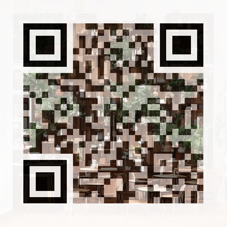 AI QR art — cozy coffee shop — scans to QR Code Harbor