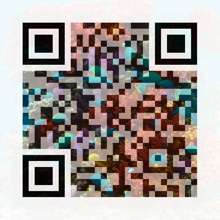 AI QR art — coral reef — scans to QR Code Harbor