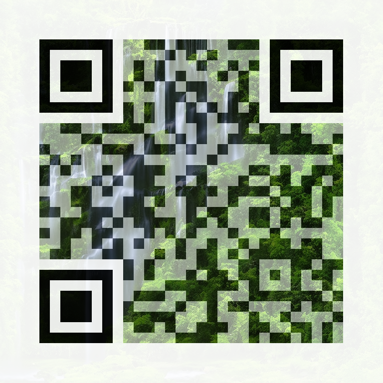 AI QR art — jungle waterfall — scans to QR Code Harbor