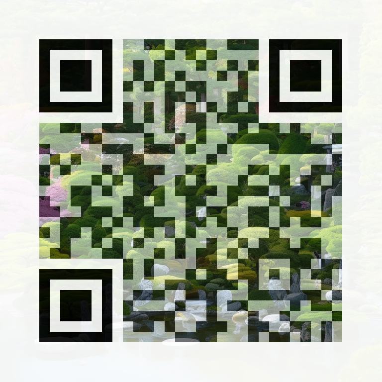 AI QR art — Japanese zen garden — scans to QR Code Harbor