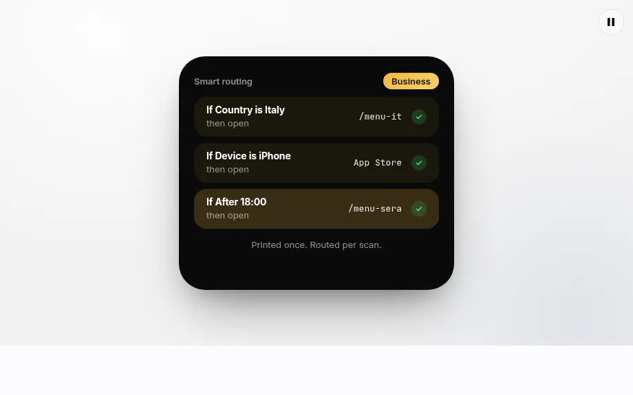 Link-in-bio pages, barcodes and smart routing