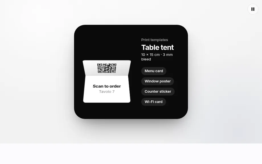 Print-ready QR codes and a folding table tent